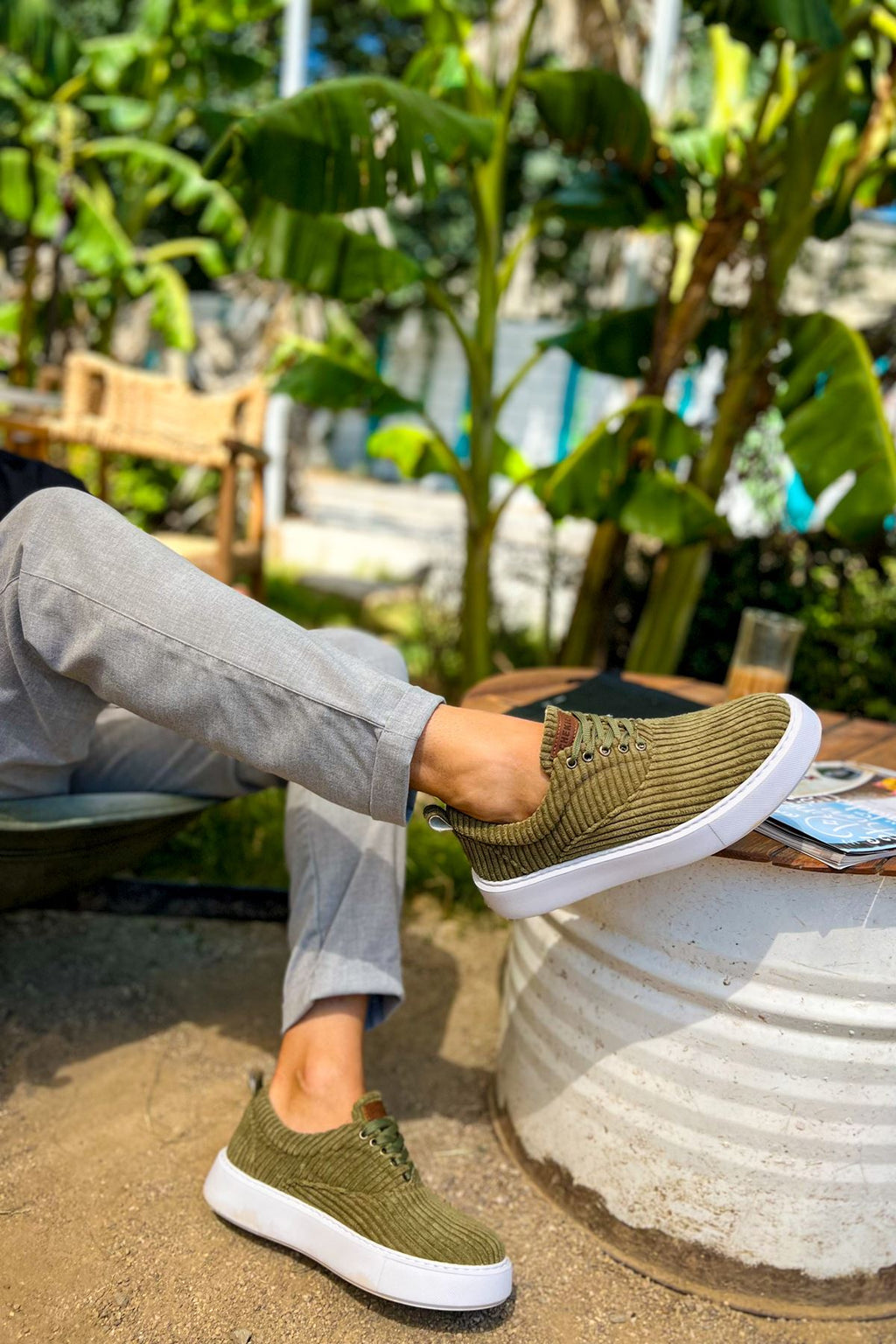 Velluto Premium Kadife Tarz Erkek Günlük Ayakkabı Haki