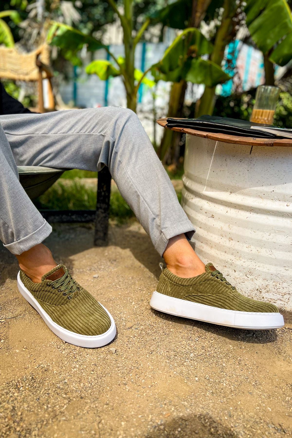 Velluto Premium Kadife Tarz Erkek Günlük Ayakkabı Haki