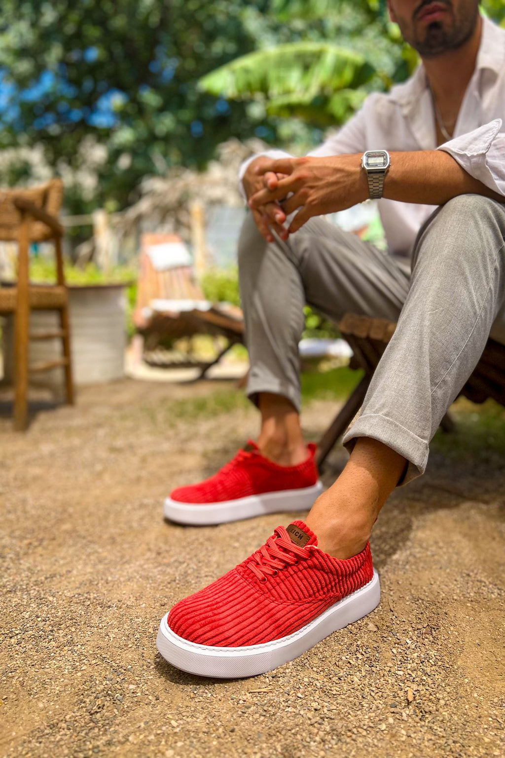 Velluto Premium Kadife Tarz Erkek Günlük Ayakkabı Kırmızı