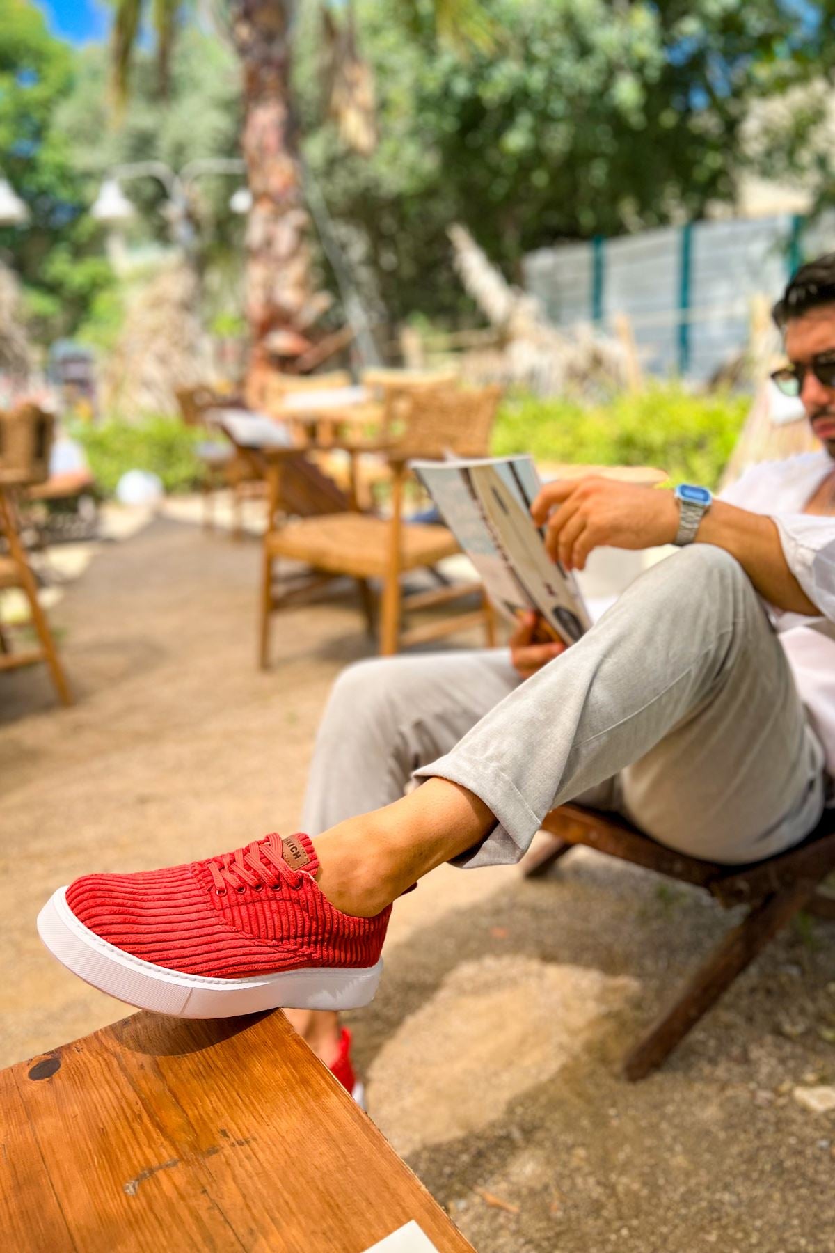 Velluto Premium Kadife Tarz Erkek Günlük Ayakkabı Kırmızı