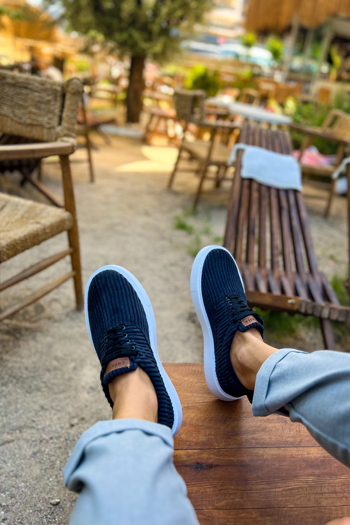 Velluto Premium Kadife Tarz Erkek Günlük Ayakkabı Siyah Beyaz