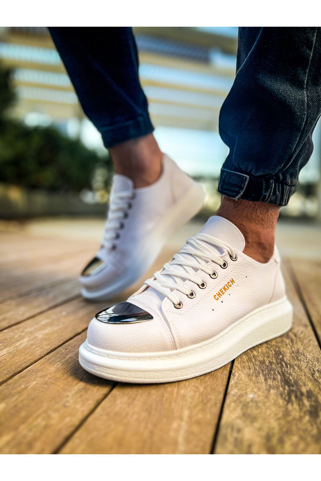ZRC175 - Premium Mirror Bağcıklı Erkek Sneaker Beyaz