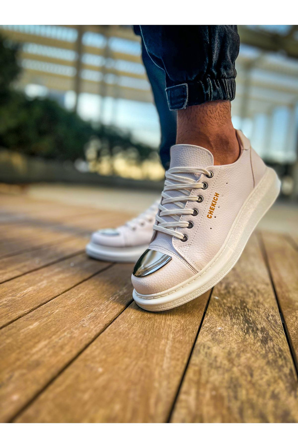 ZRC175 - Premium Mirror Bağcıklı Erkek Sneaker Beyaz