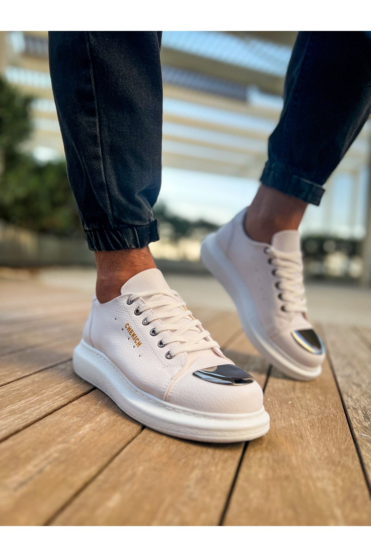 ZRC175 - Premium Mirror Bağcıklı Erkek Sneaker Beyaz