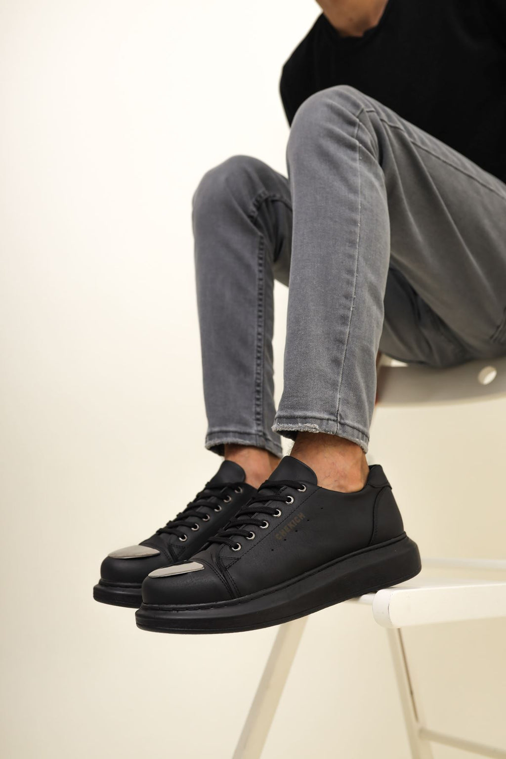 ZRC175 - Premium Mirror Bağcıklı Erkek Sneaker Siyah