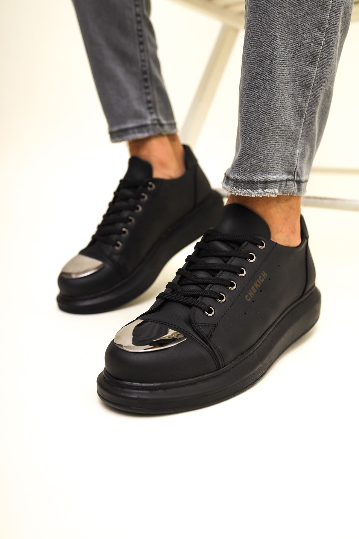 ZRC175 - Premium Mirror Bağcıklı Erkek Sneaker Siyah