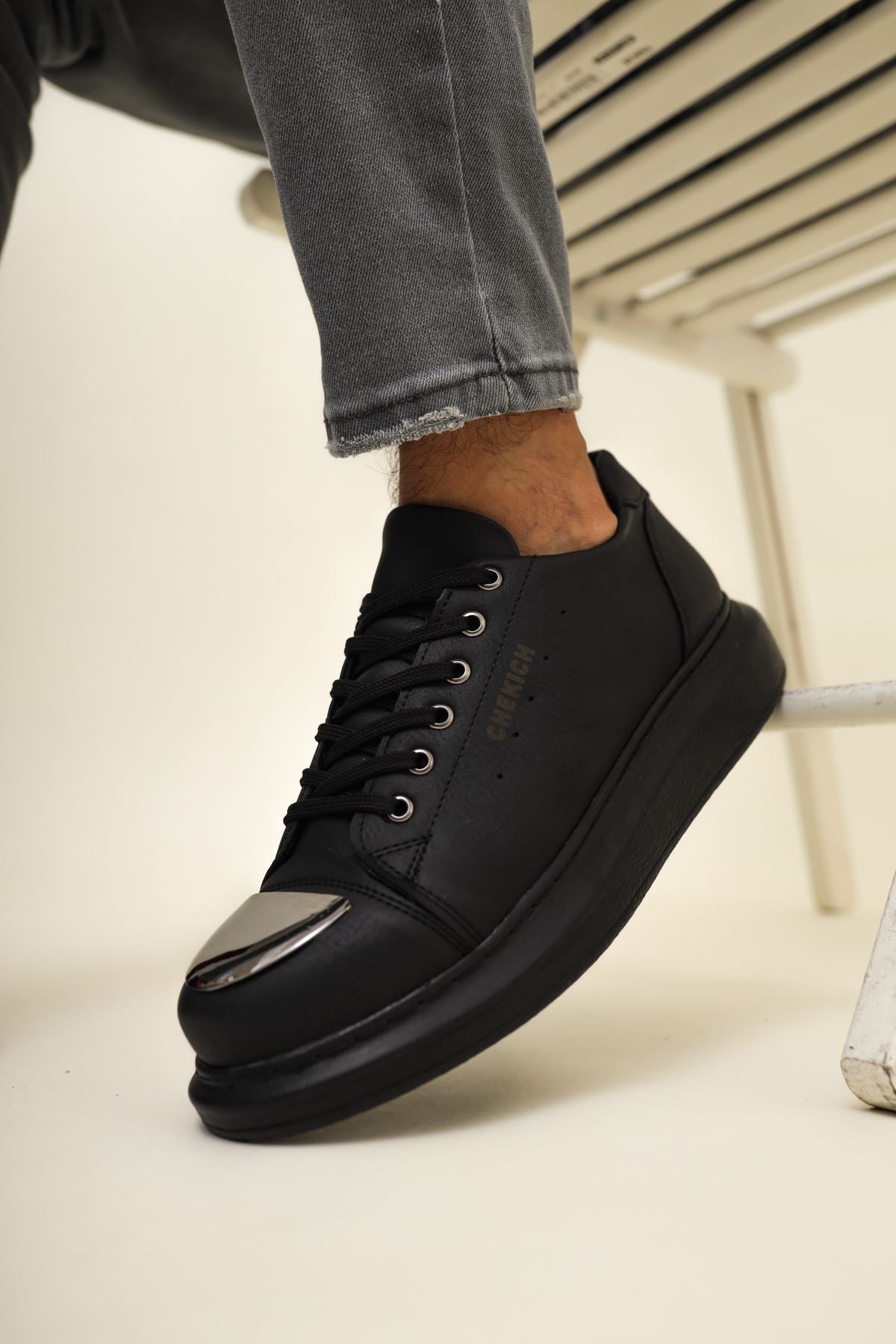 ZRC175 - Premium Mirror Bağcıklı Erkek Sneaker Siyah