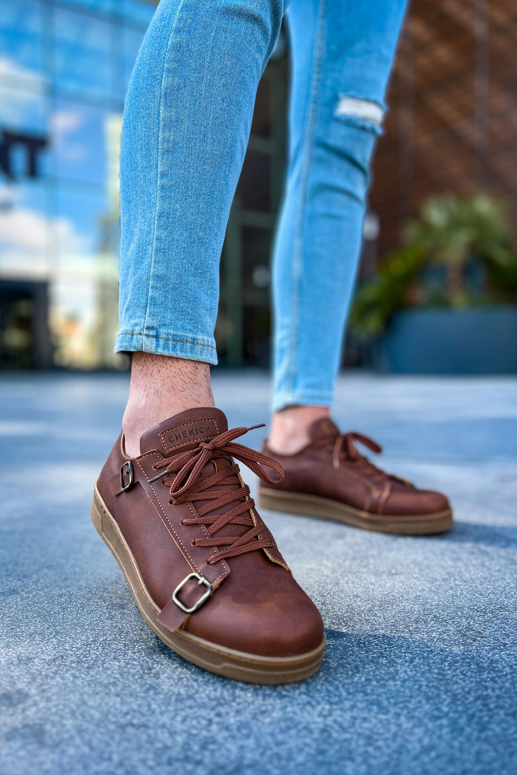 Side Buckle Günlük Erkek Ayakkabı Taba