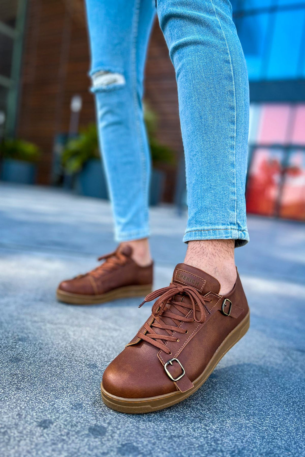 Side Buckle Günlük Erkek Ayakkabı Taba