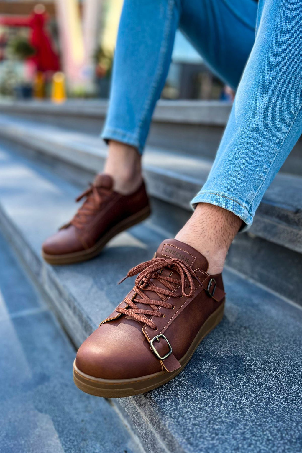 Side Buckle Günlük Erkek Ayakkabı Taba