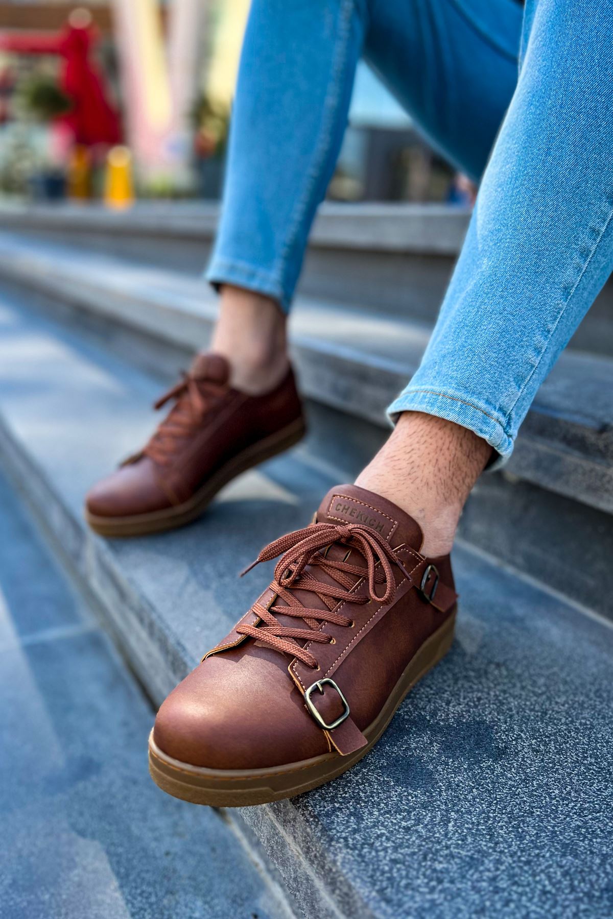 Side Buckle Günlük Erkek Ayakkabı Taba