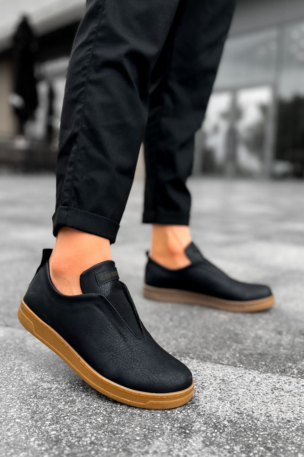 Rigidus Lastikli Günlük Casual Erkek Spor Ayakkabı Siyah Taba