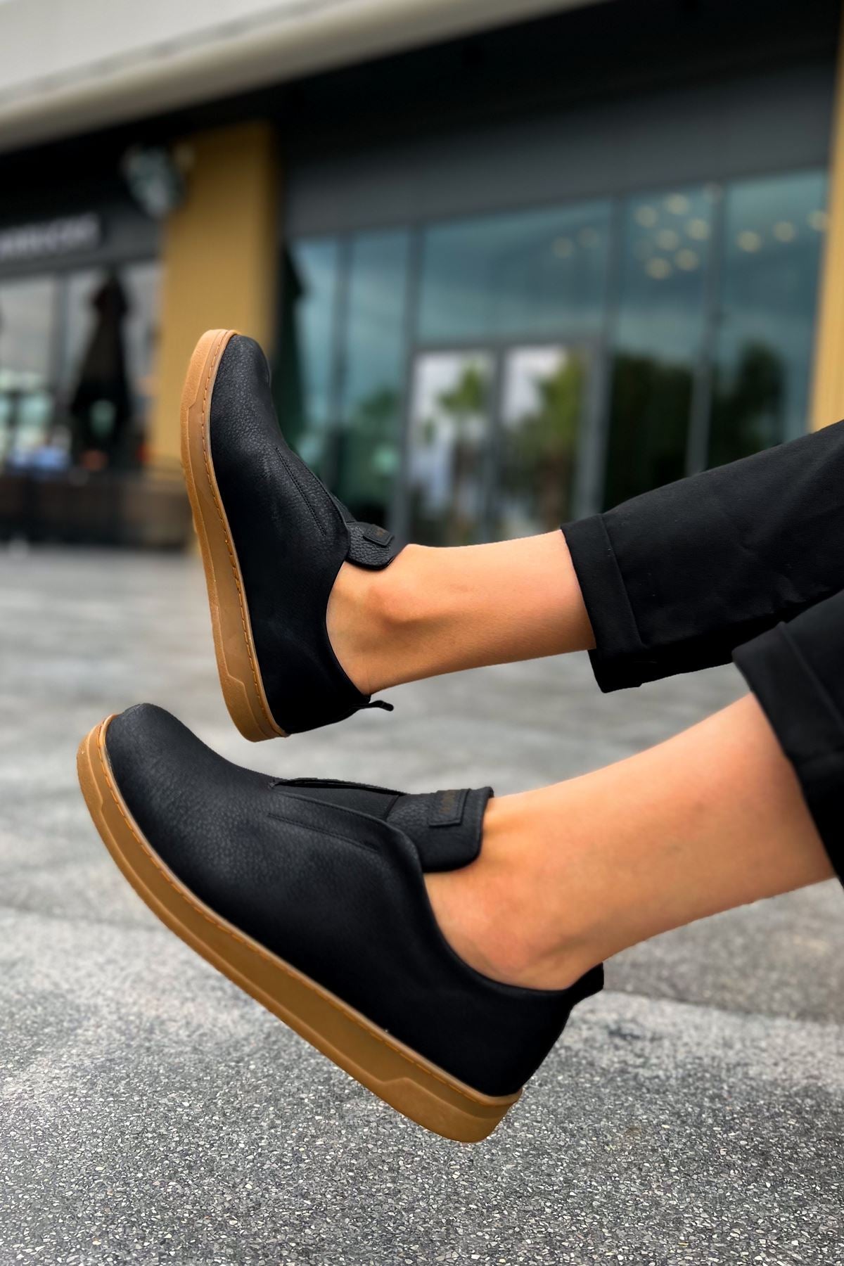 Rigidus Lastikli Günlük Casual Erkek Spor Ayakkabı Siyah Taba