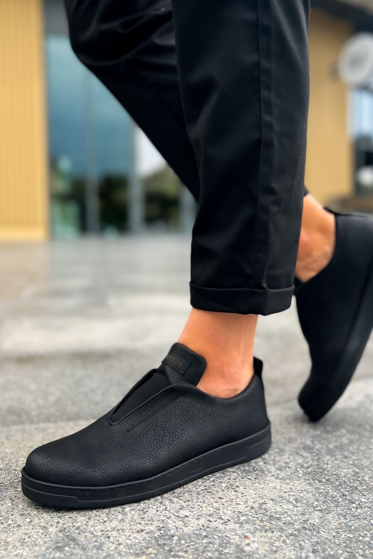 Rigidus Lastikli Günlük Casual Erkek Spor Ayakkabı Siyah