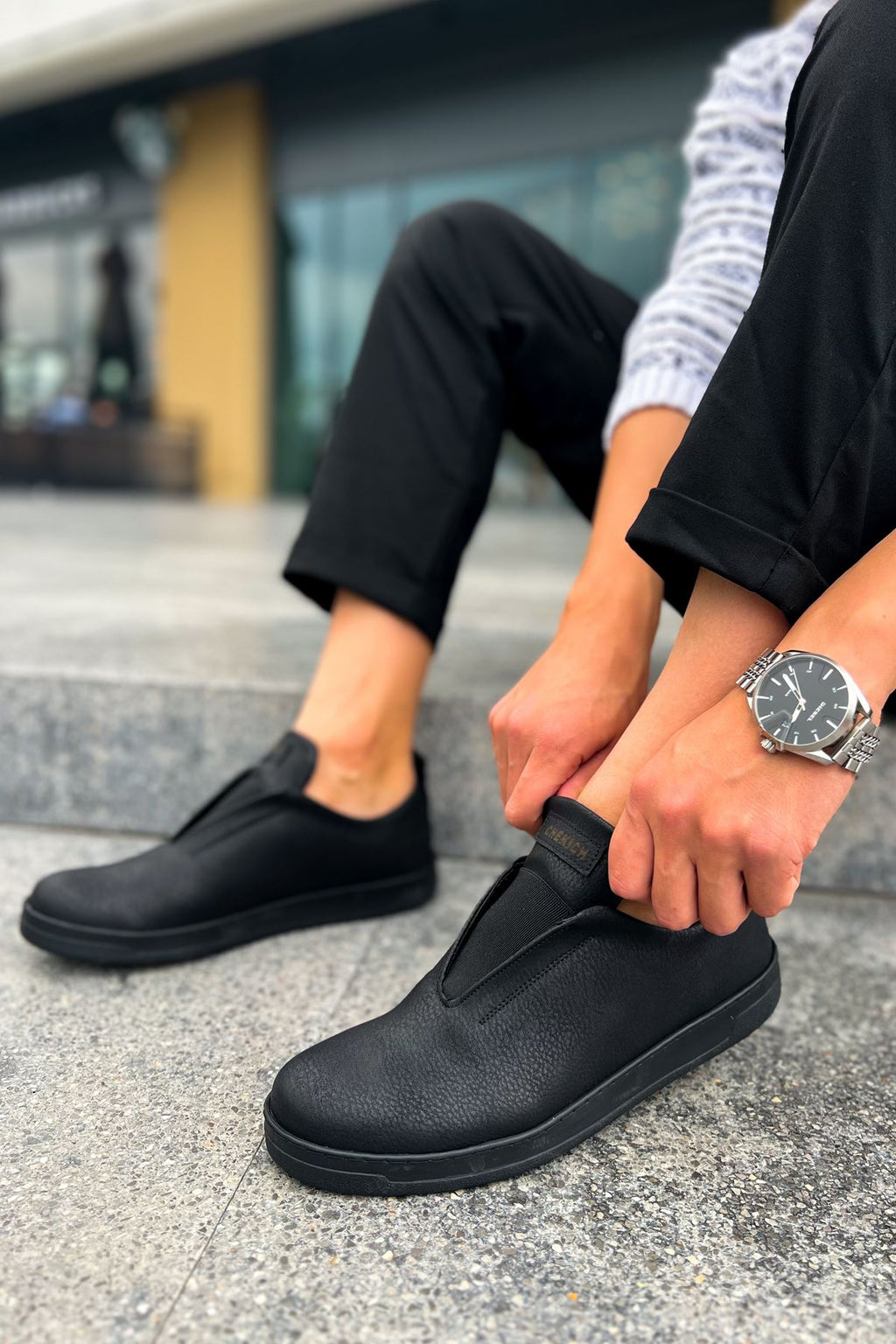 Rigidus Lastikli Günlük Casual Erkek Spor Ayakkabı Siyah