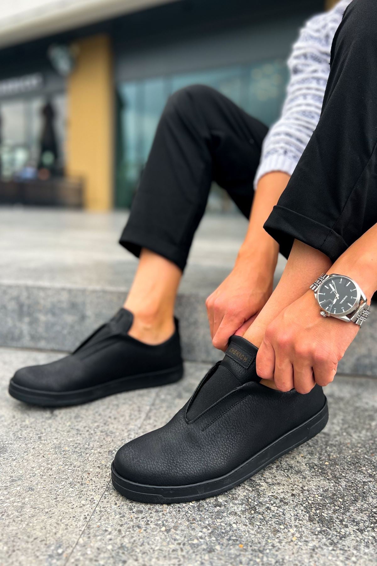 Rigidus Lastikli Günlük Casual Erkek Spor Ayakkabı Siyah