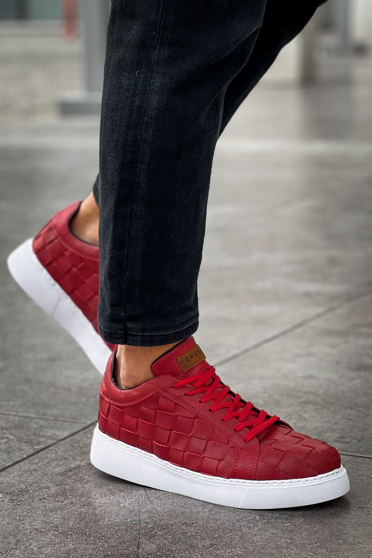 Vimini Bağcıklı Şık Günlük Erkek Spor Ayakkabı Kırmızı