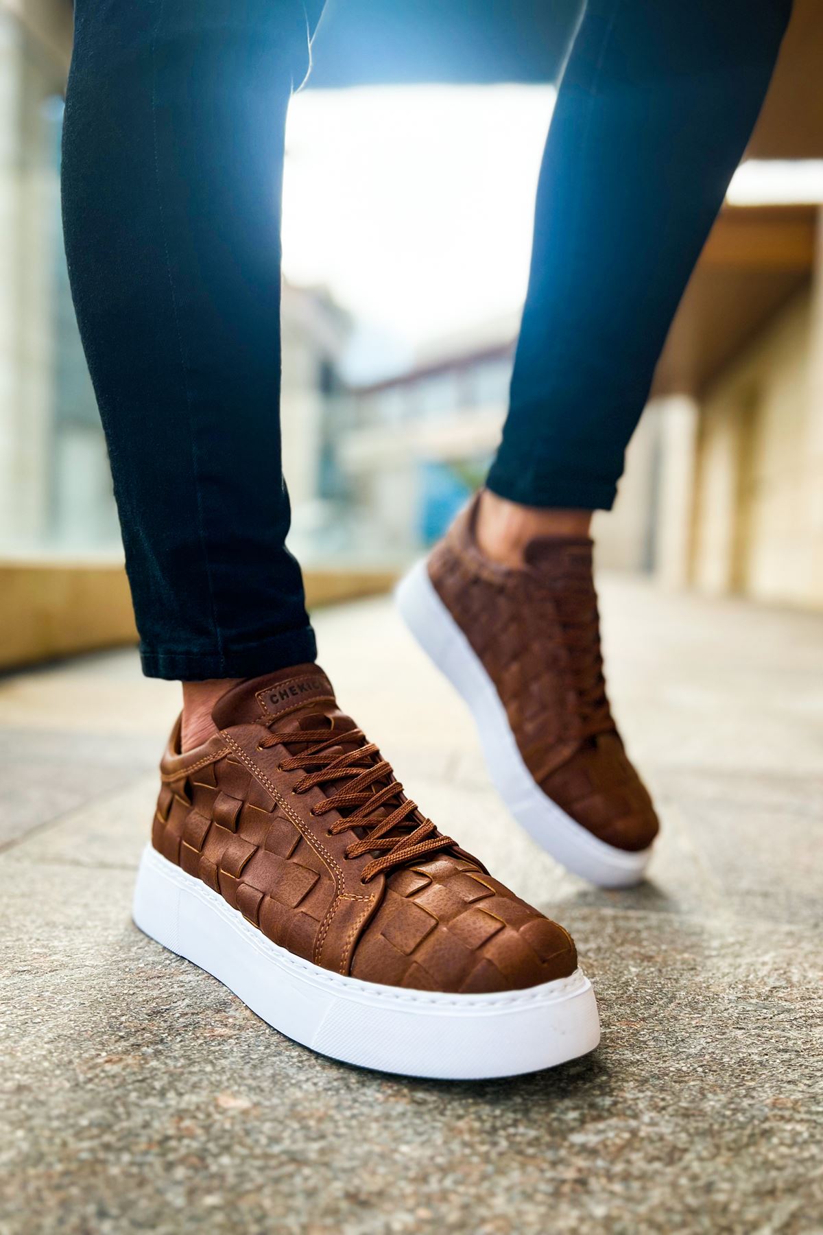 Vimini Bağcıklı Şık Günlük Erkek Spor Ayakkabı Taba