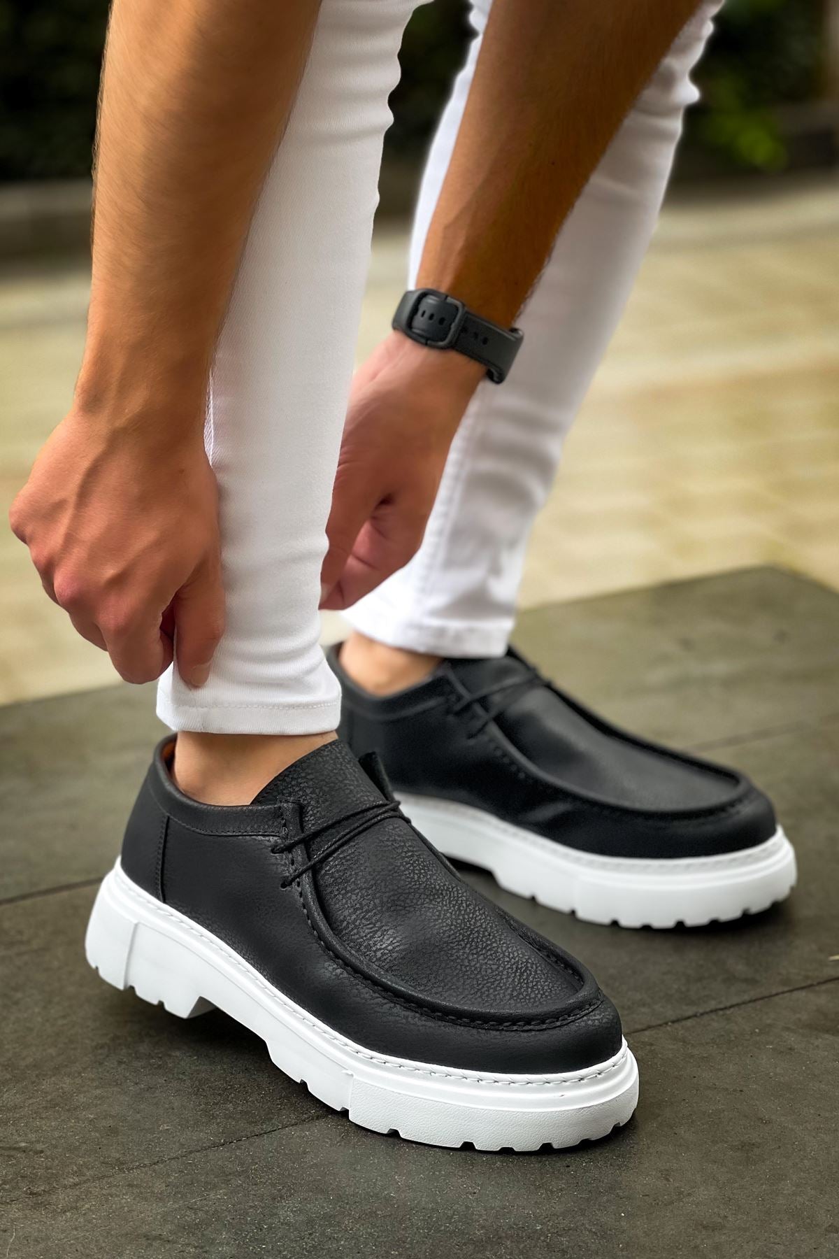 Castle Premium Tarz Casual Erkek Ayakkabı Siyah Beyaz