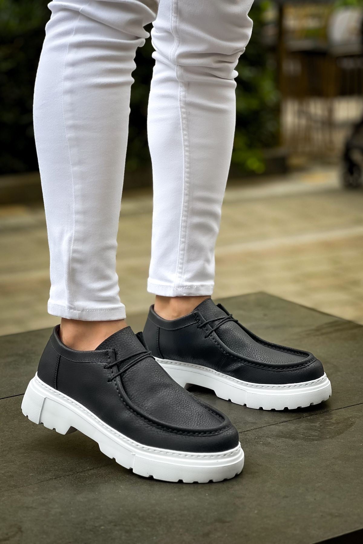 Castle Premium Tarz Casual Erkek Ayakkabı Siyah Beyaz