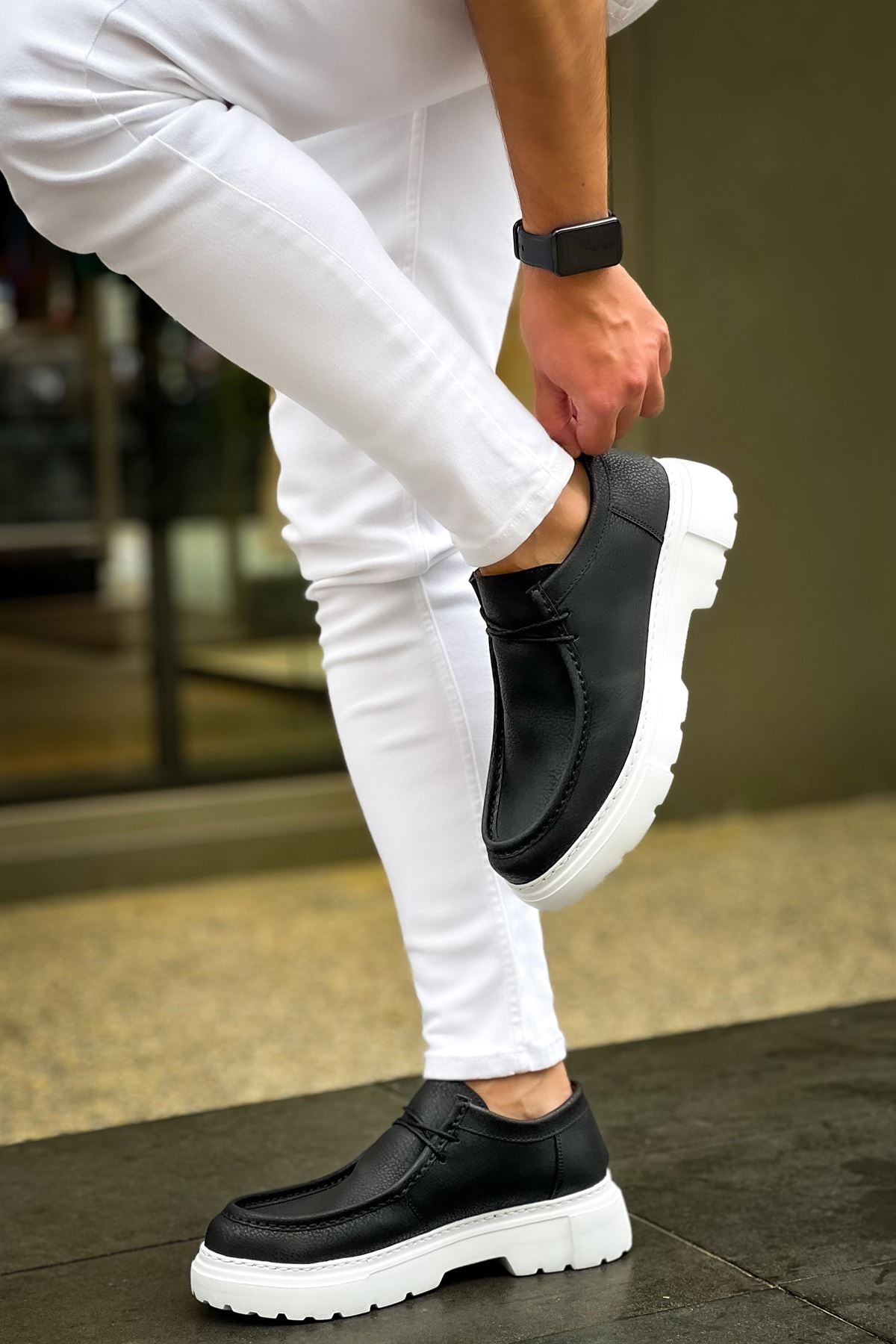 Castle Premium Tarz Casual Erkek Ayakkabı Siyah Beyaz
