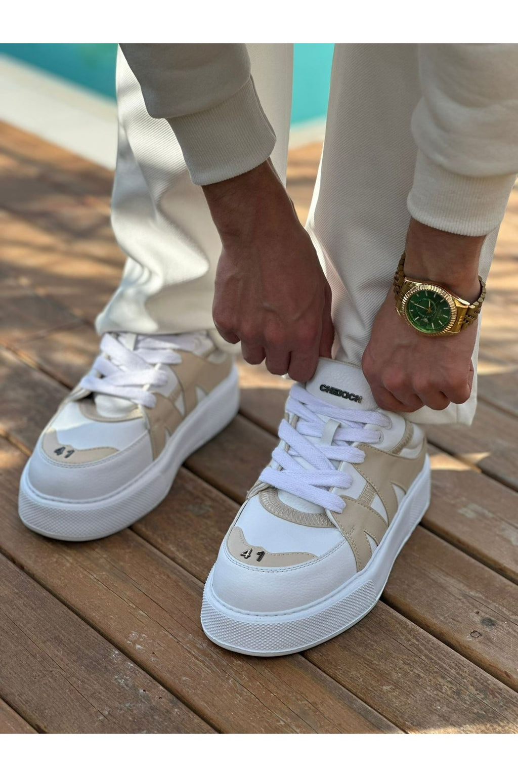 Star-X Premium Erkek Spor Ayakkabı Beyaz Bej