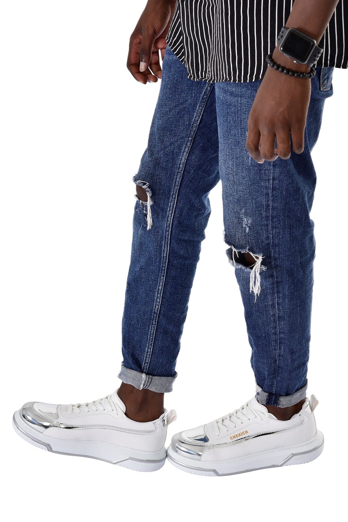 Signature Line Up Erkek Bağcıklı Sneaker Beyaz Gümüş