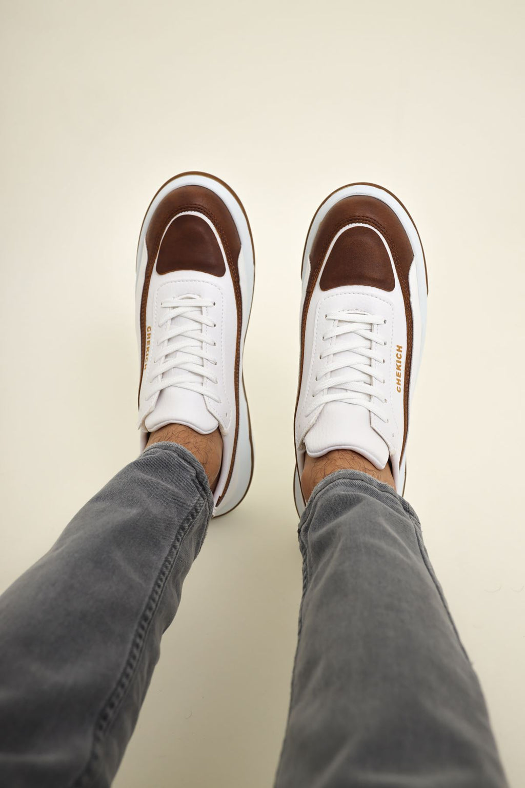 Signature Line Up Erkek Bağcıklı Sneaker Taba Beyaz