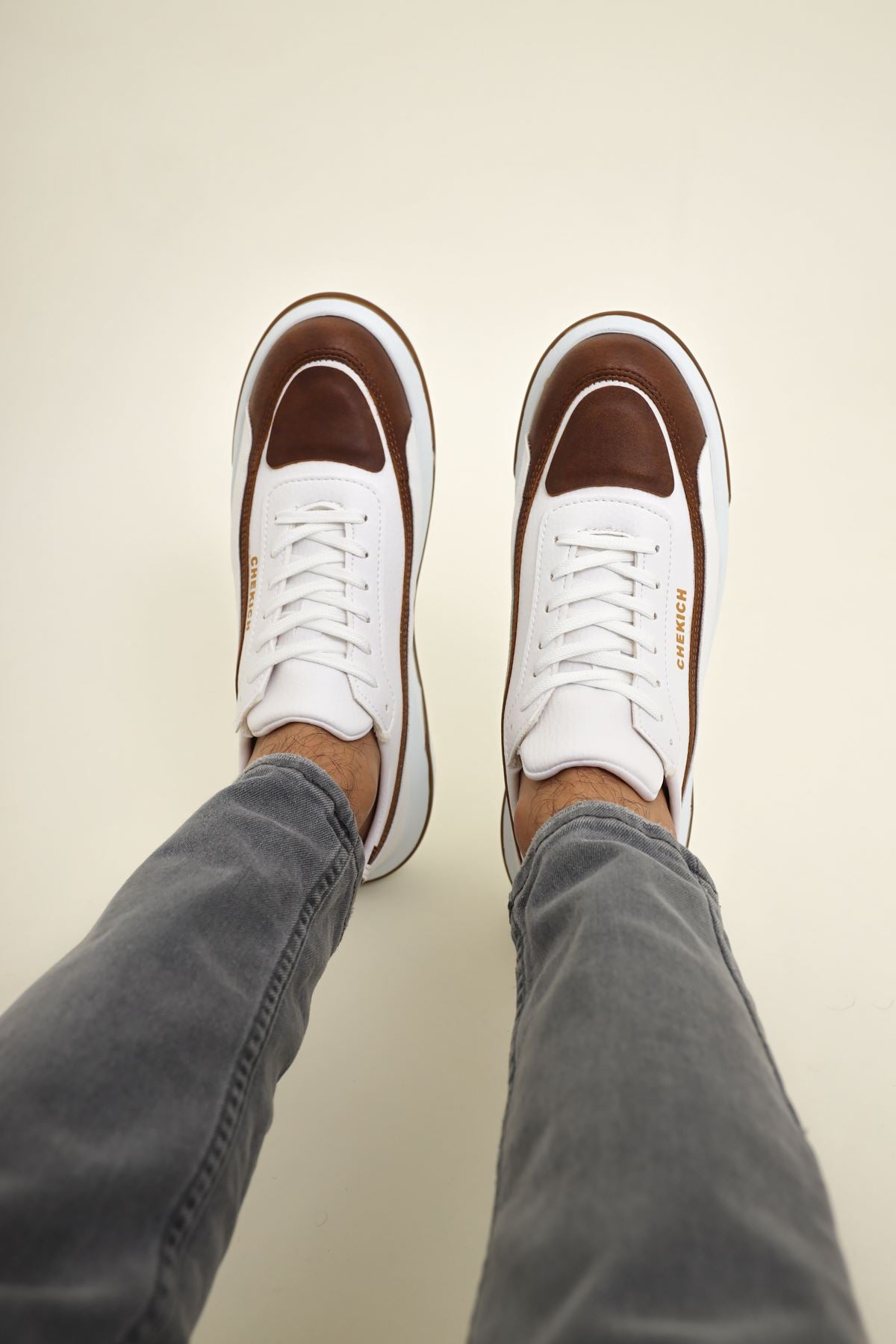 Signature Line Up Erkek Bağcıklı Sneaker Taba Beyaz