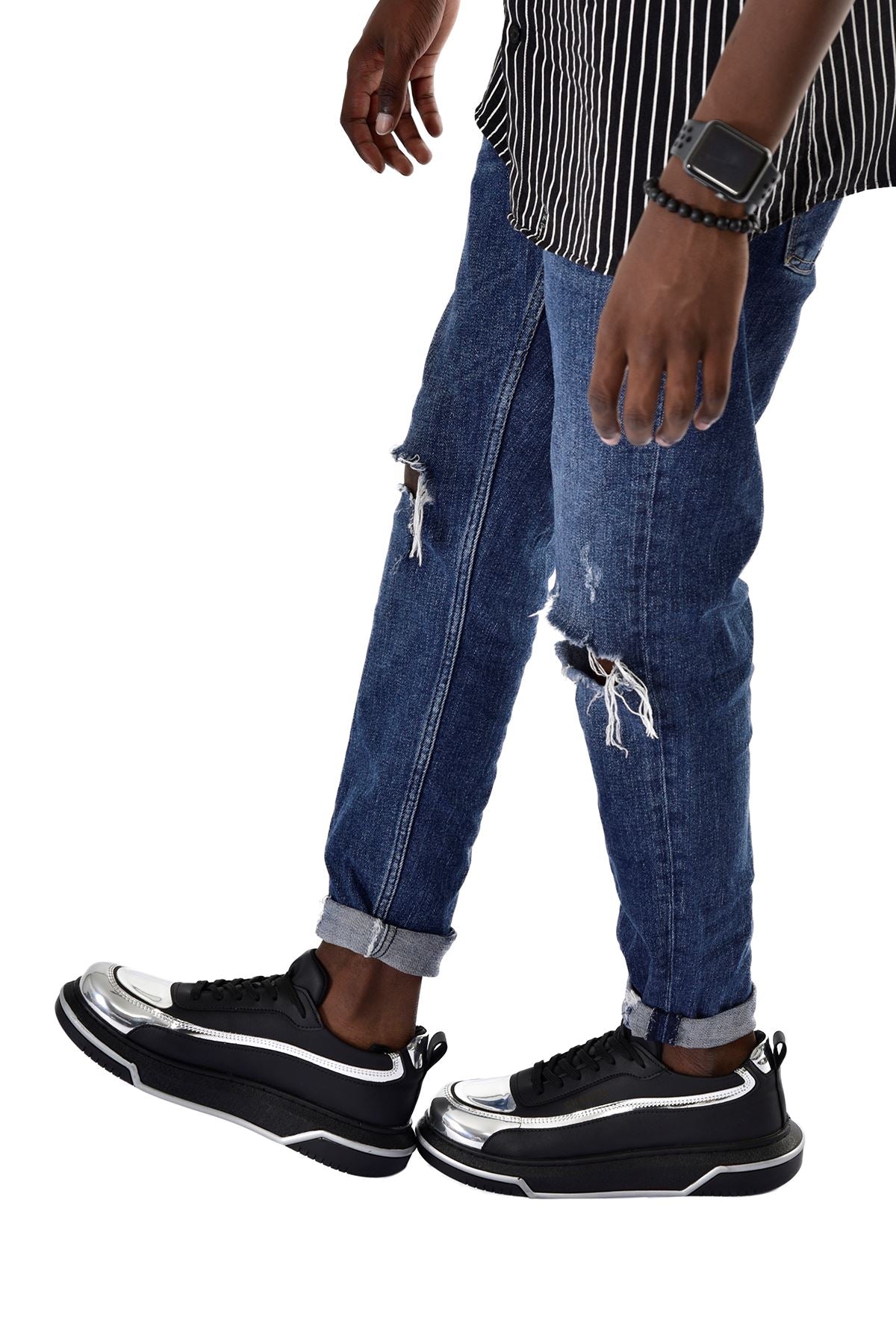 Signature Line Up Erkek Bağcıklı Sneaker Siyah Gümüş