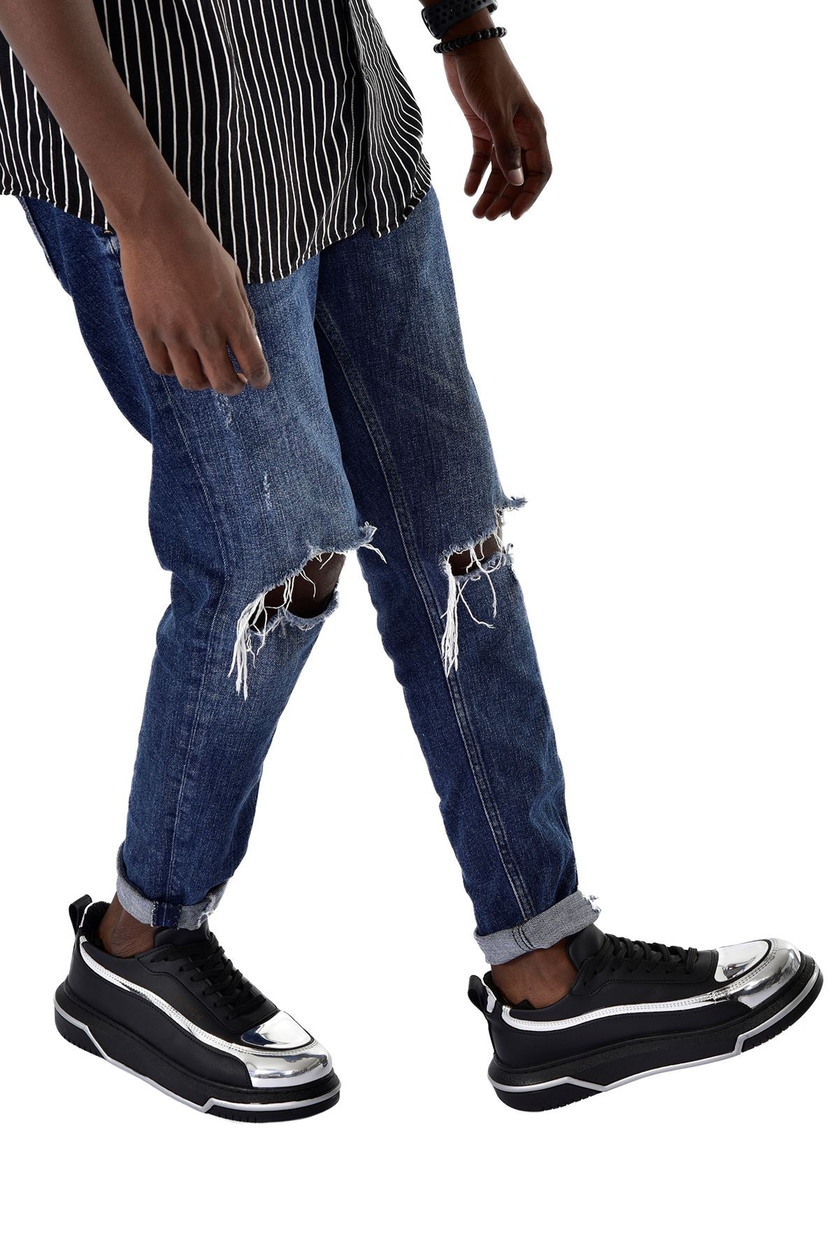 Signature Line Up Erkek Bağcıklı Sneaker Siyah Gümüş