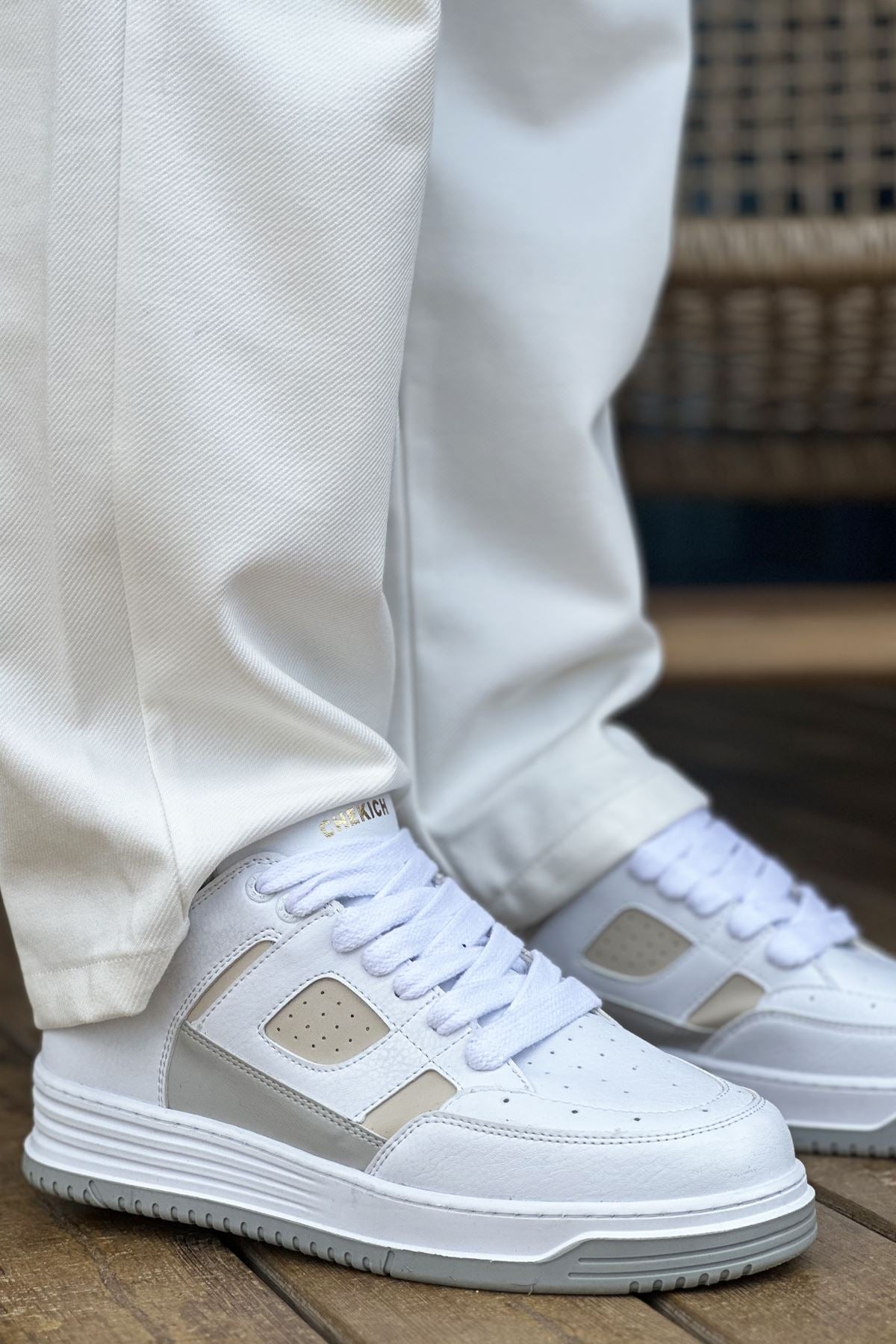 Avax Premium Kalite Erkek Sneaker Beyaz Bej