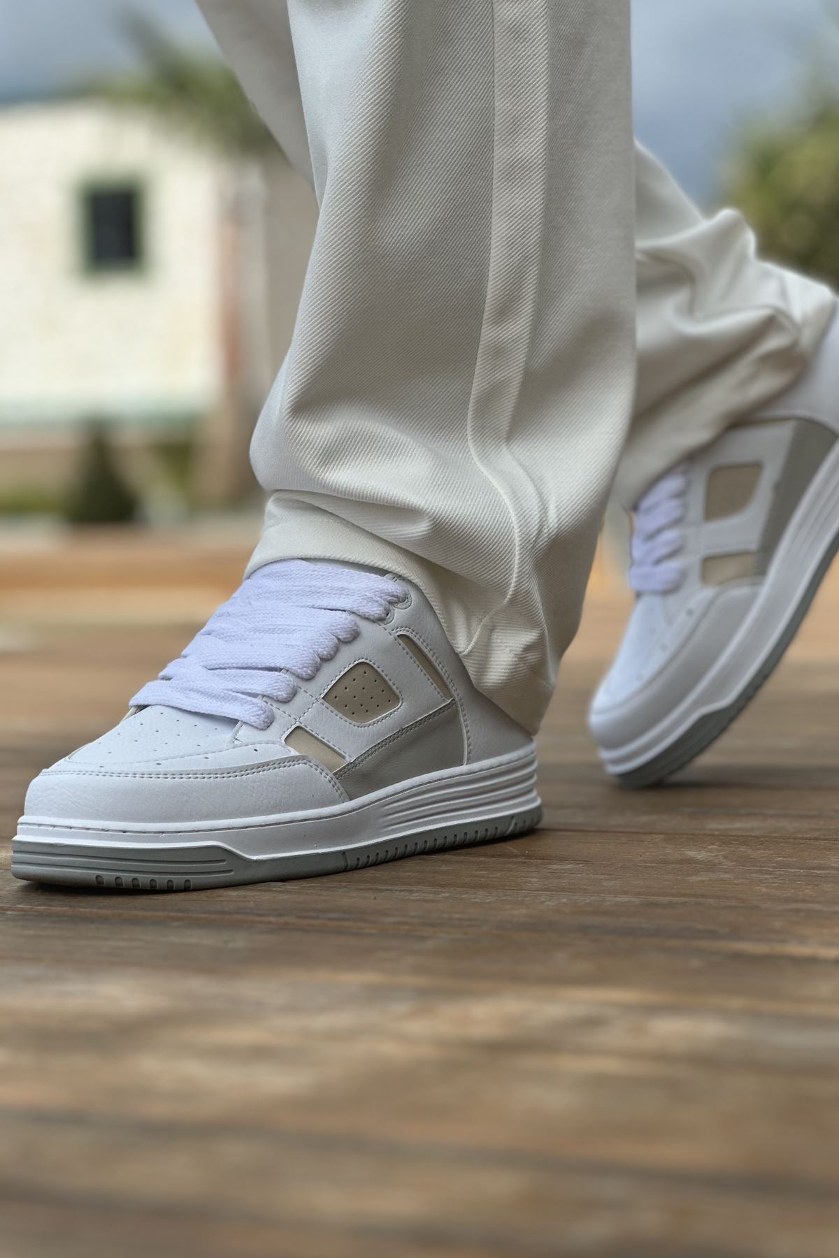 Avax Premium Kalite Erkek Sneaker Beyaz Bej