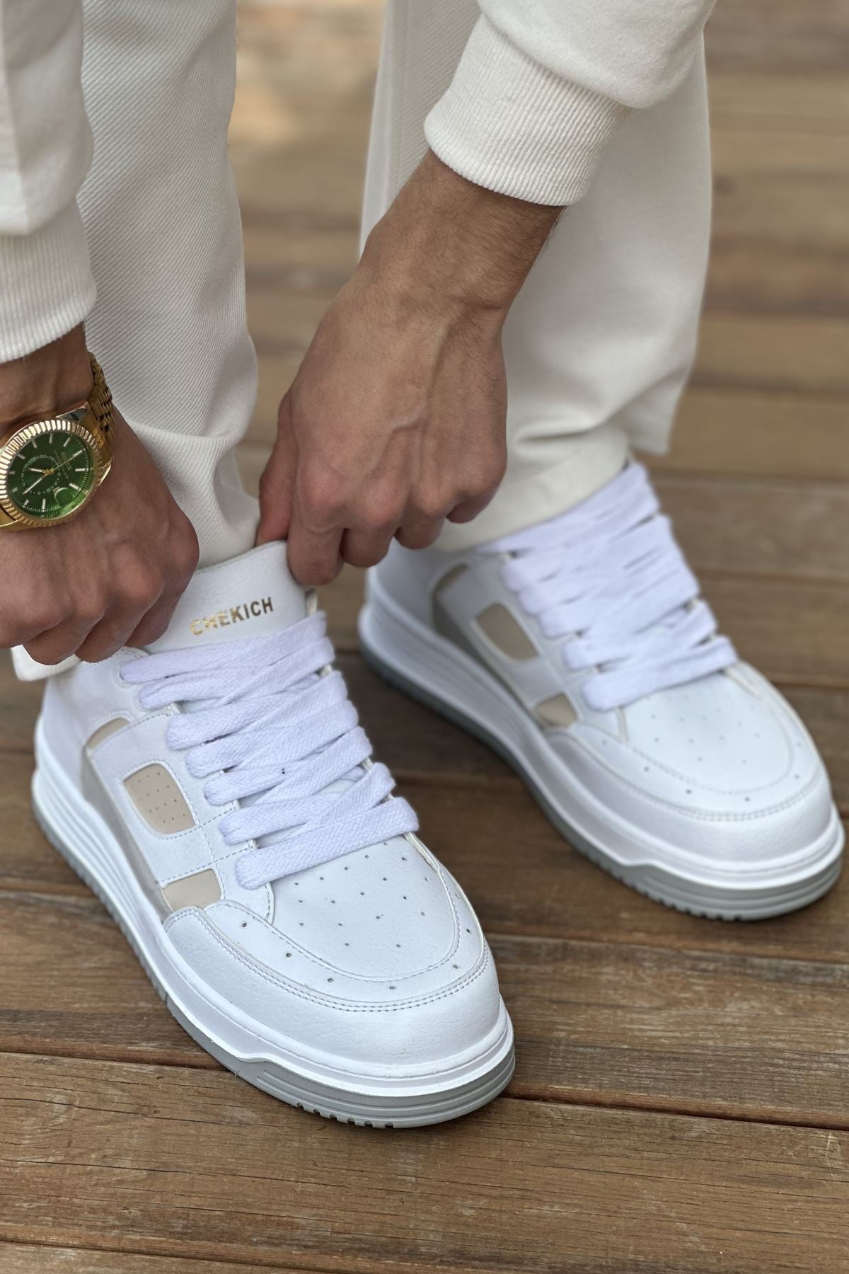 Avax Premium Kalite Erkek Sneaker Beyaz Bej
