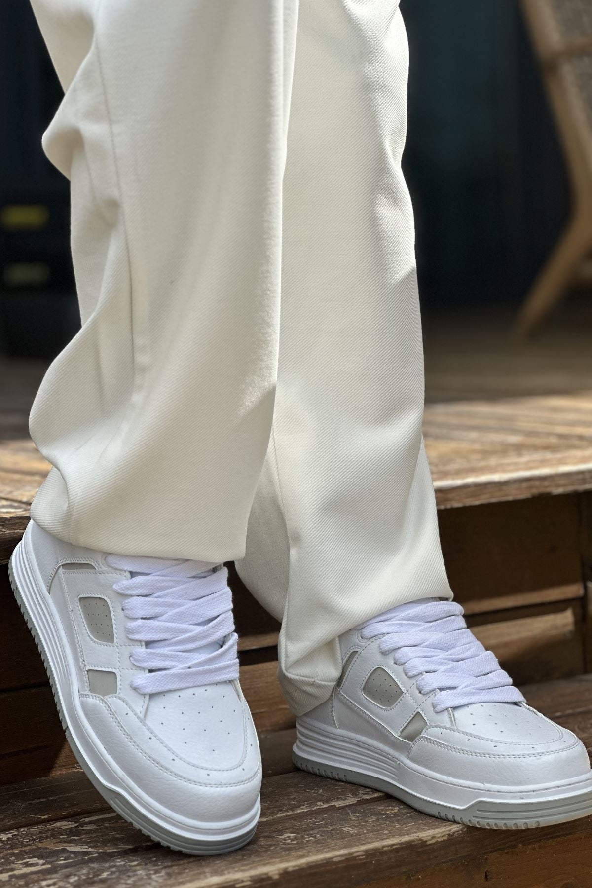 Avax Premium Kalite Erkek Sneaker Beyaz Gri