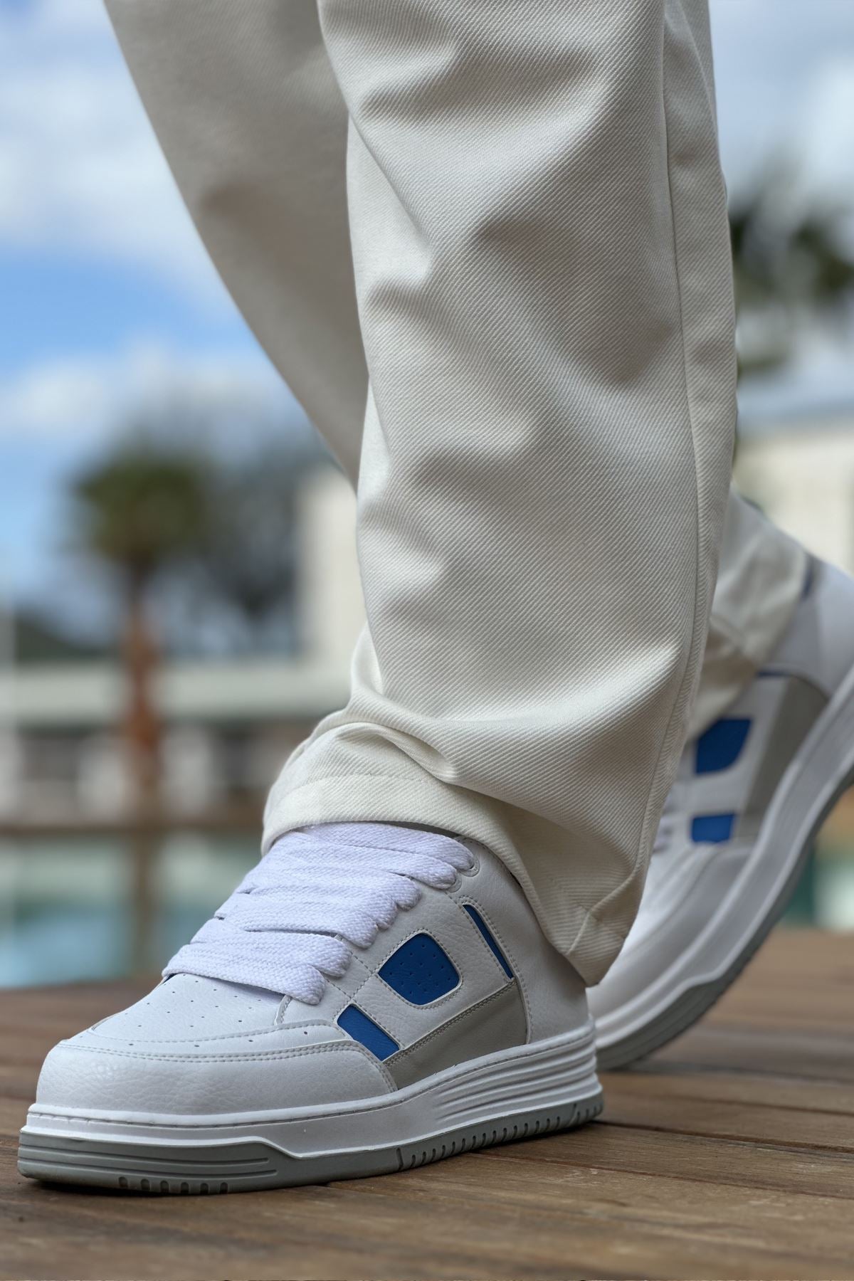 Avax Premium Kalite Erkek Sneaker Beyaz Mavi