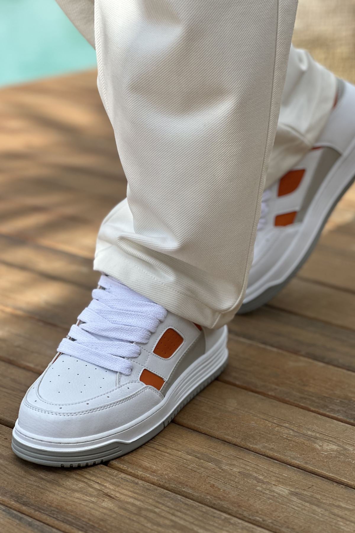 Avax Premium Kalite Erkek Sneaker Beyaz Turuncu