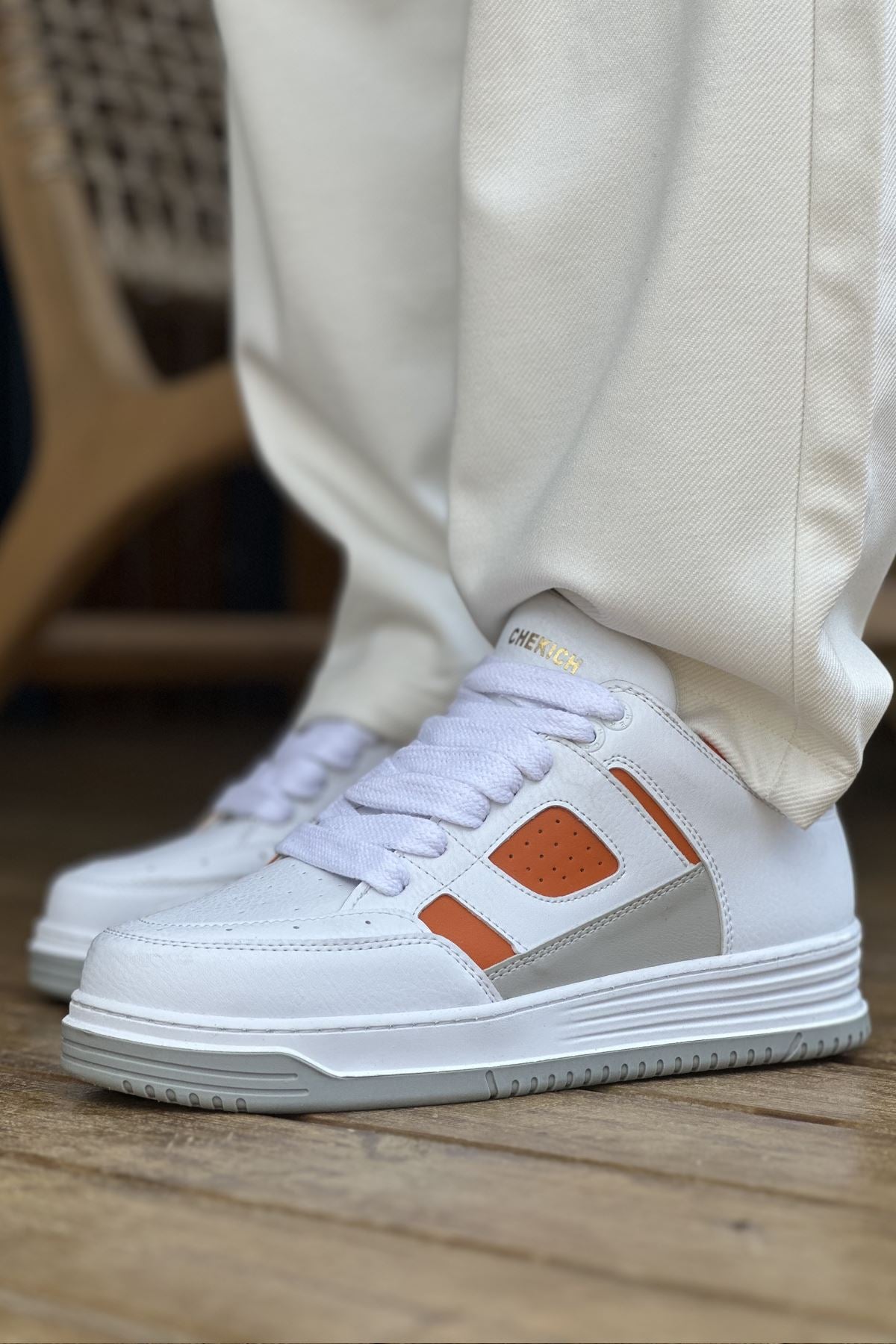 Avax Premium Kalite Erkek Sneaker Beyaz Turuncu