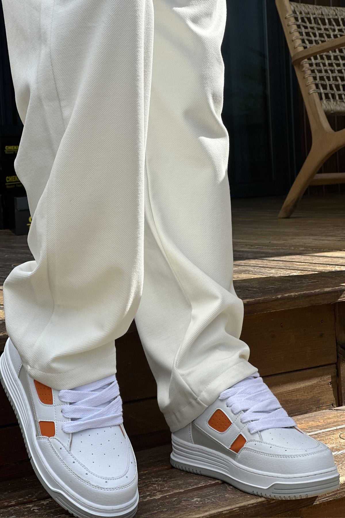 Avax Premium Kalite Erkek Sneaker Beyaz Turuncu