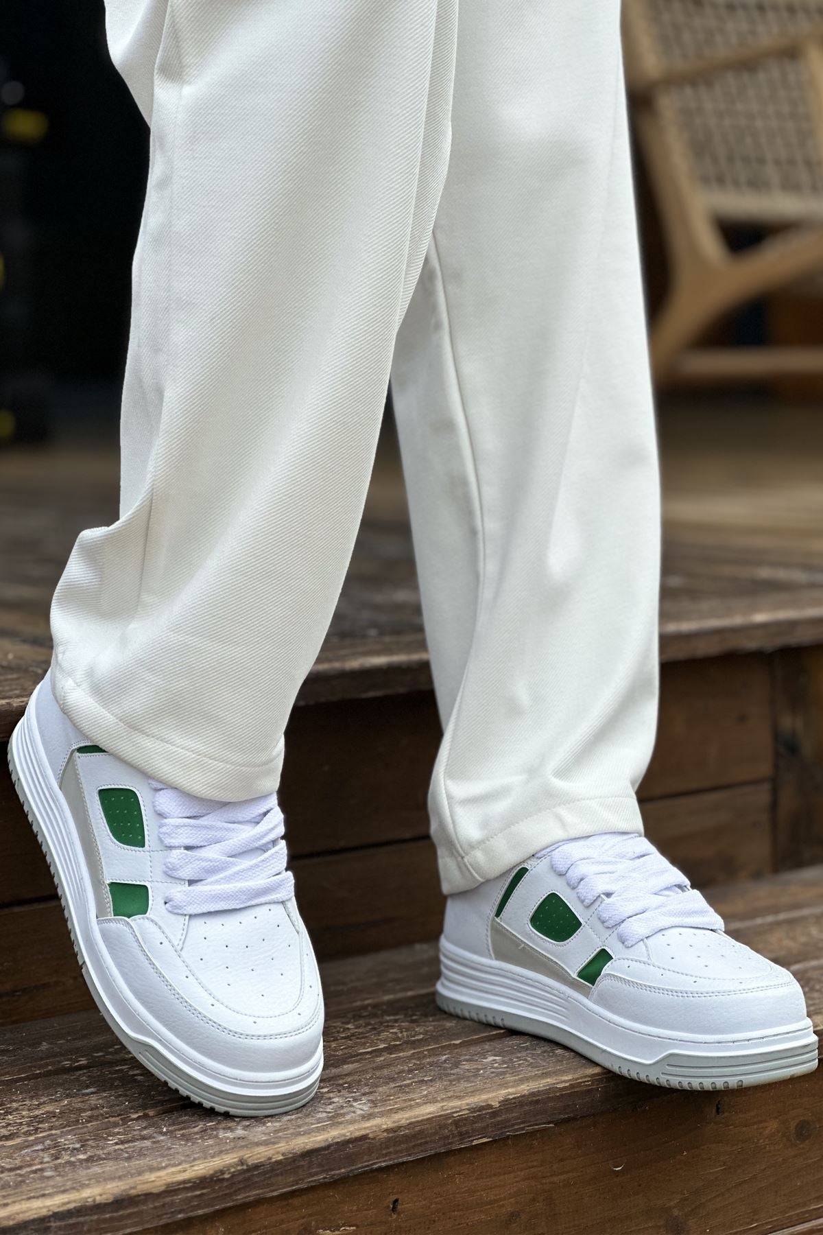 Avax Premium Kalite Erkek Sneaker Beyaz Yeşil