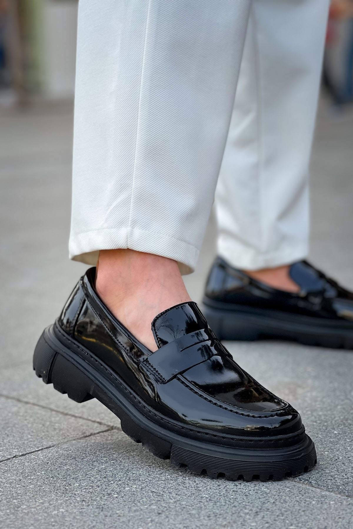 ZRC2417 Premium Günlük Erkek Klasik Ayakkabı Siyah Rugan