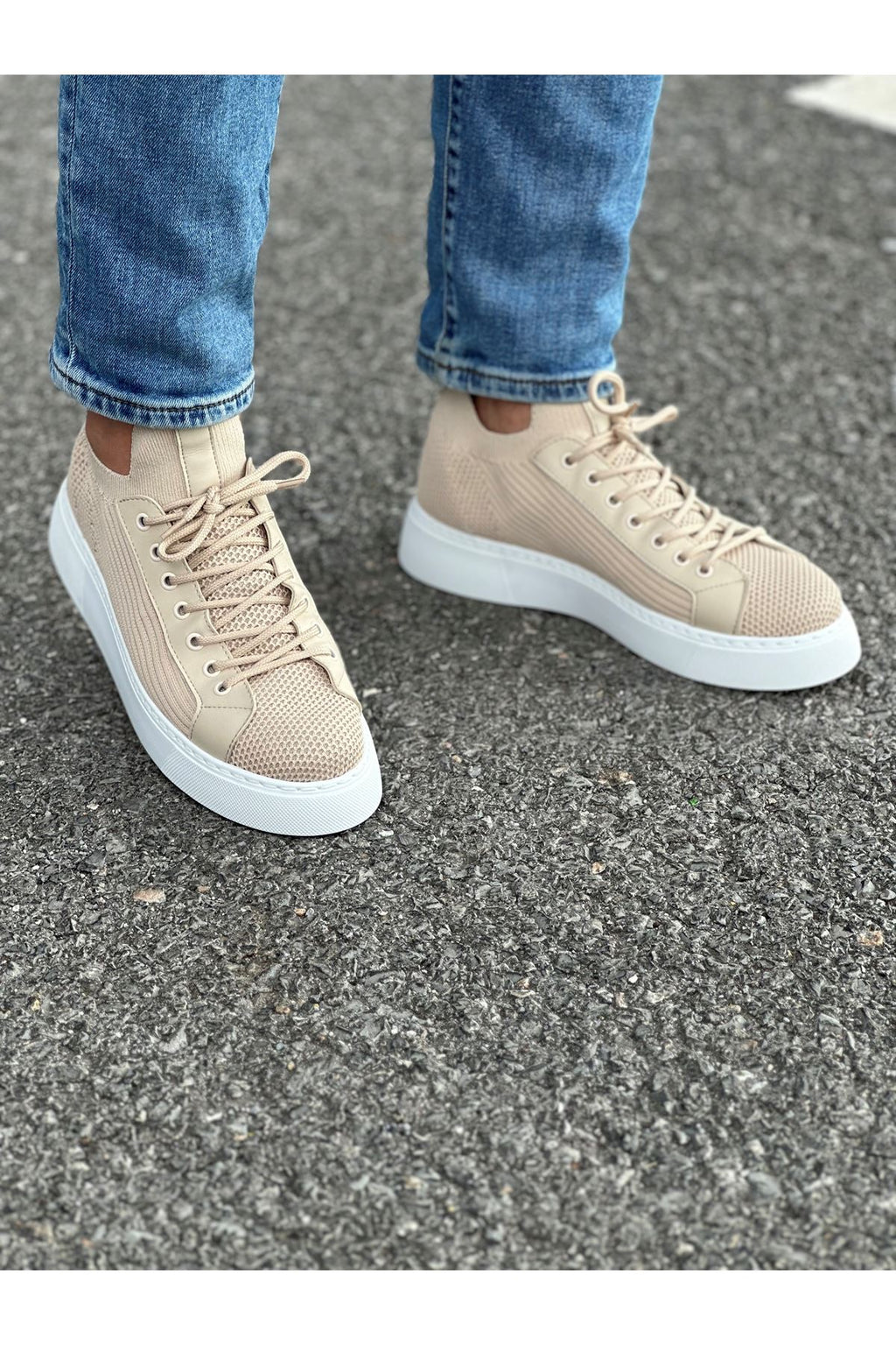 ZRC2423 Günlük Rahat Triko Erkek Spor Ayakkabı Bej