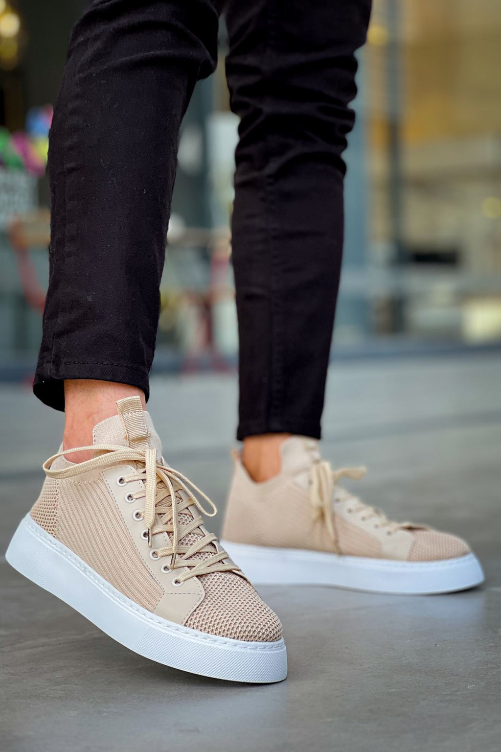 ZRC2423 Günlük Rahat Triko Erkek Spor Ayakkabı Bej