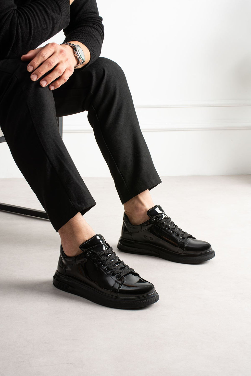 ZRC2457 - Premium Günlük Erkek Casual Sneaker Siyah Rugan