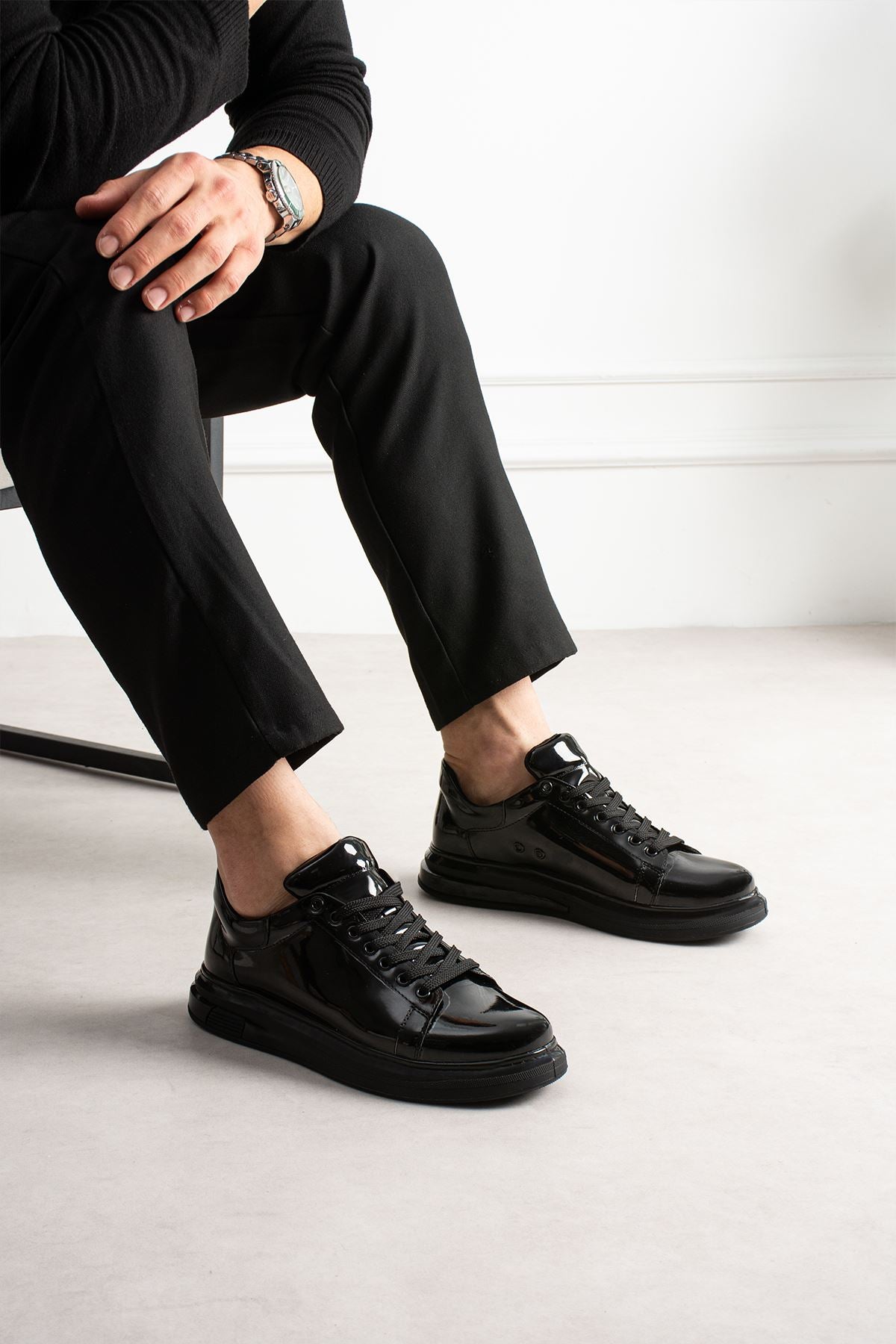 ZRC2457 - Premium Günlük Erkek Casual Sneaker Siyah Rugan
