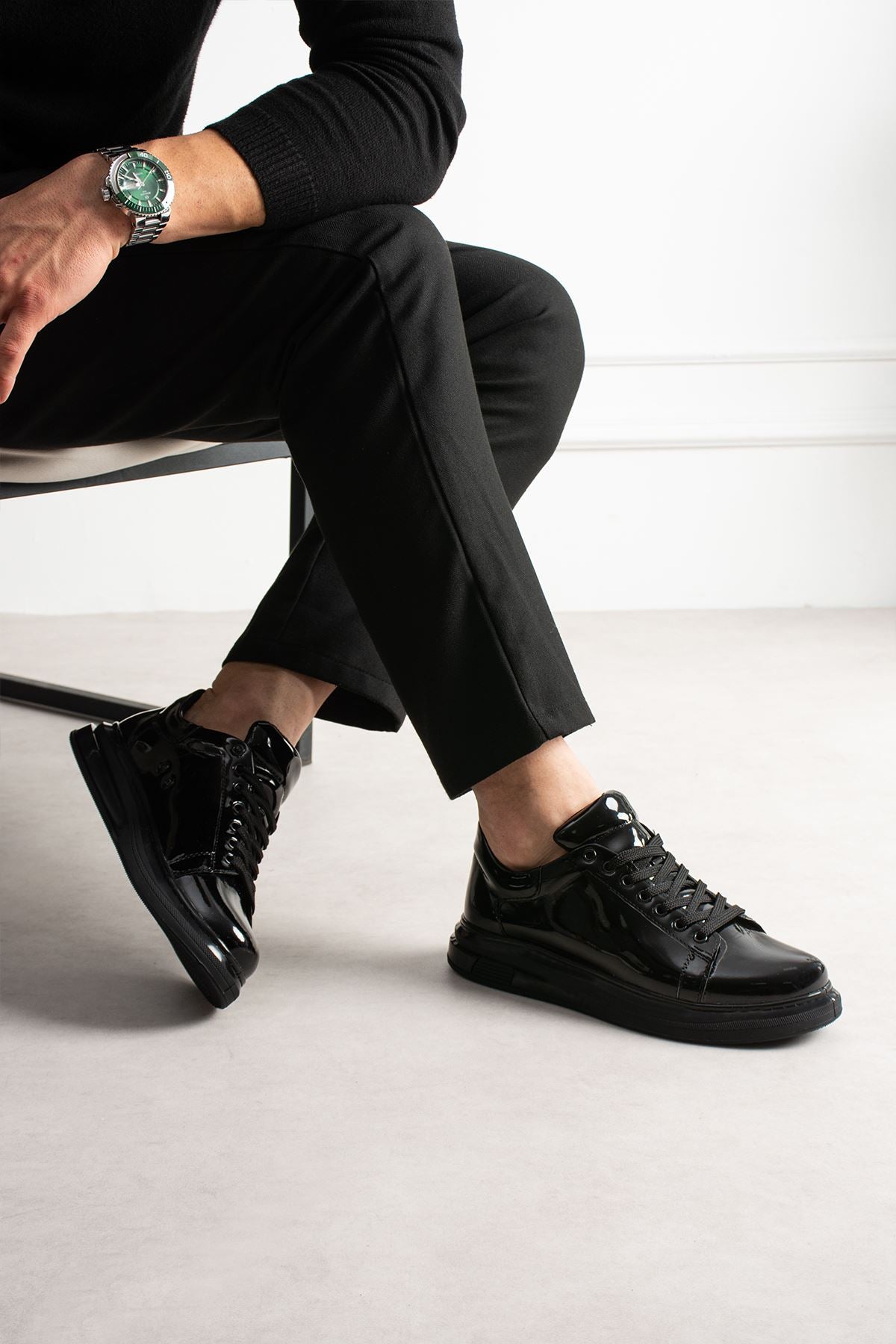 ZRC2457 - Premium Günlük Erkek Casual Sneaker Siyah Rugan