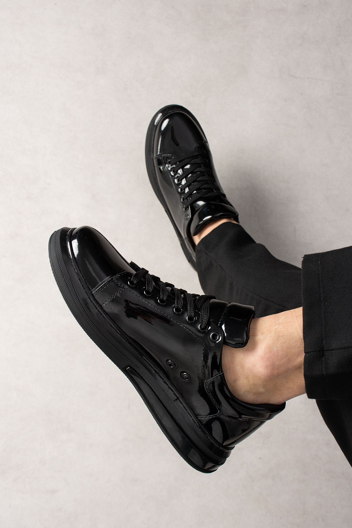 ZRC2457 - Premium Günlük Erkek Casual Sneaker Siyah Rugan