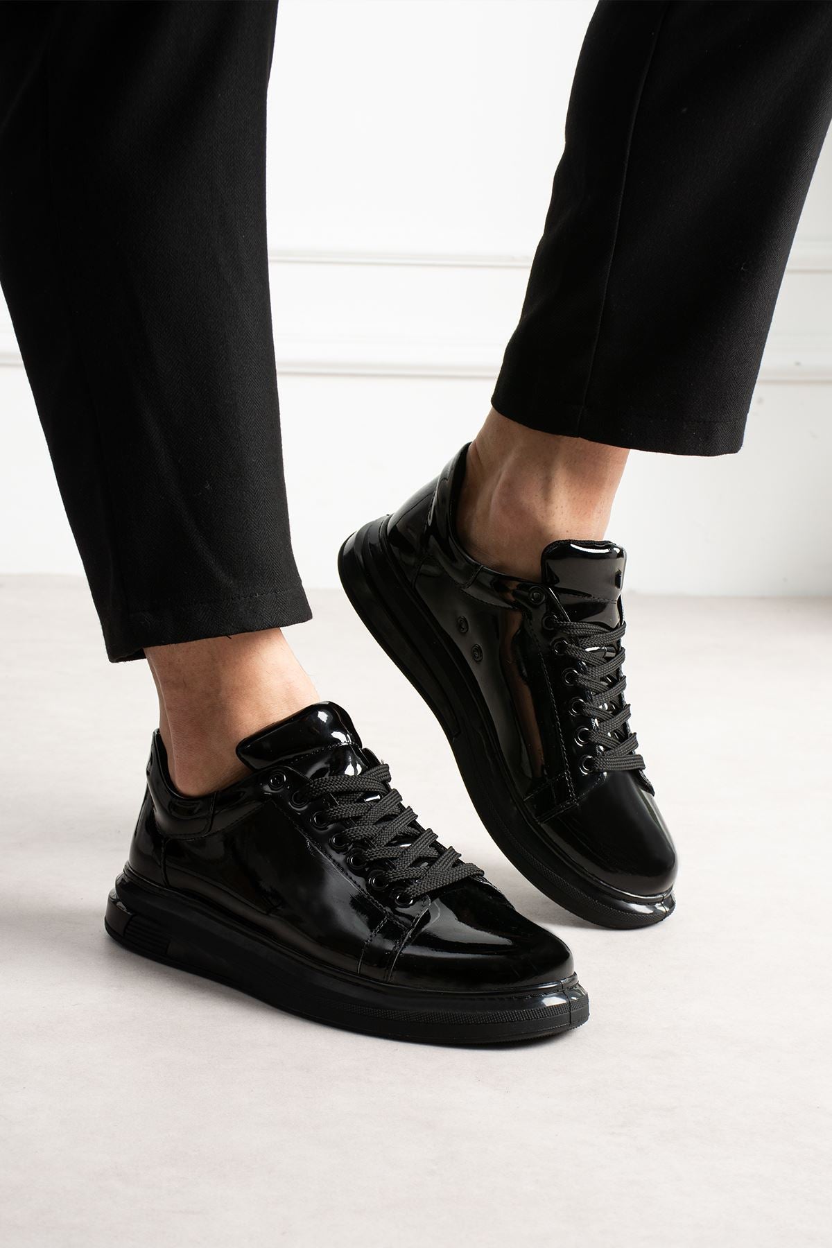 ZRC2457 - Premium Günlük Erkek Casual Sneaker Siyah Rugan