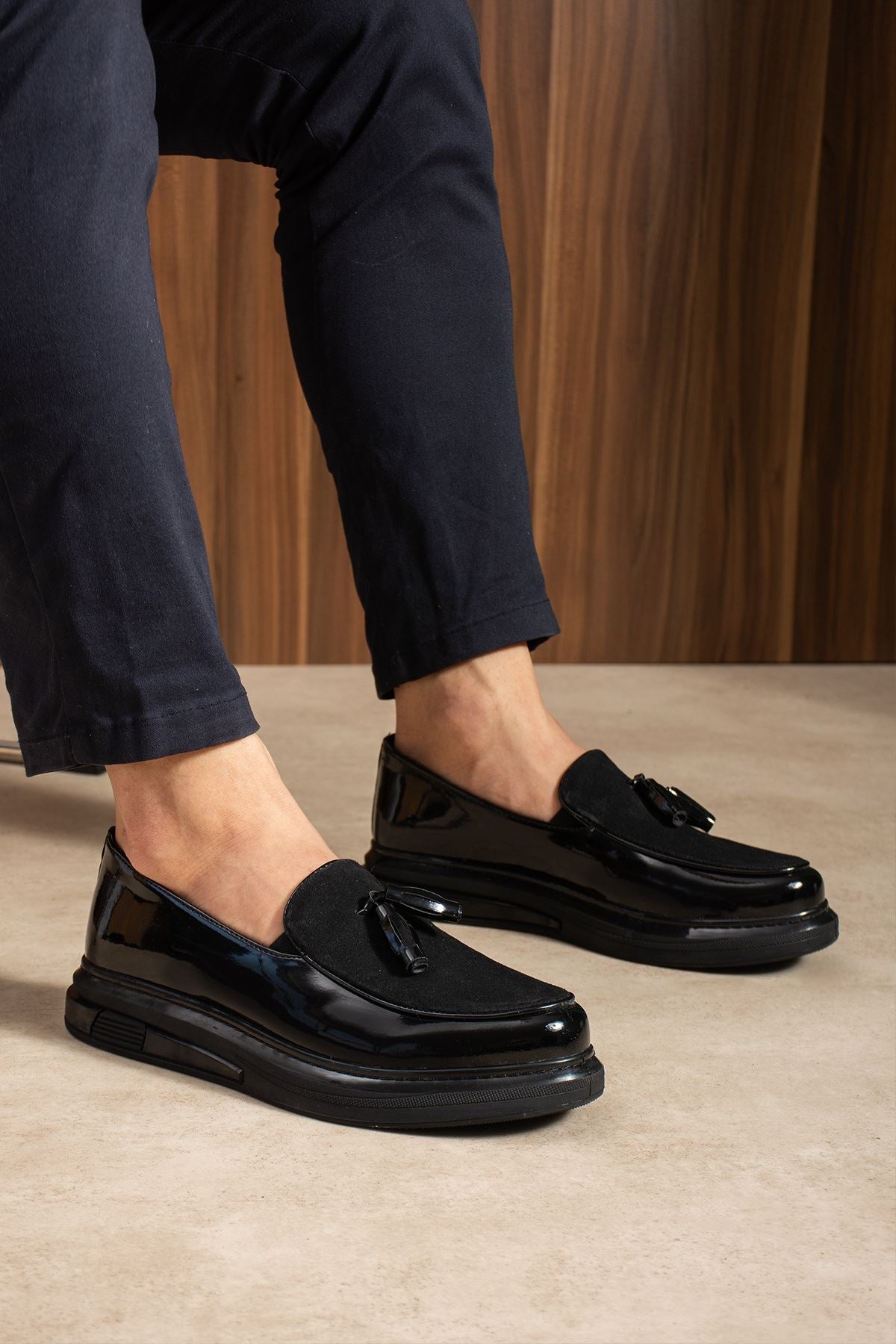 ZRC2502 Erkek Loafer Klasik Ayakkabı Siyah Rugan