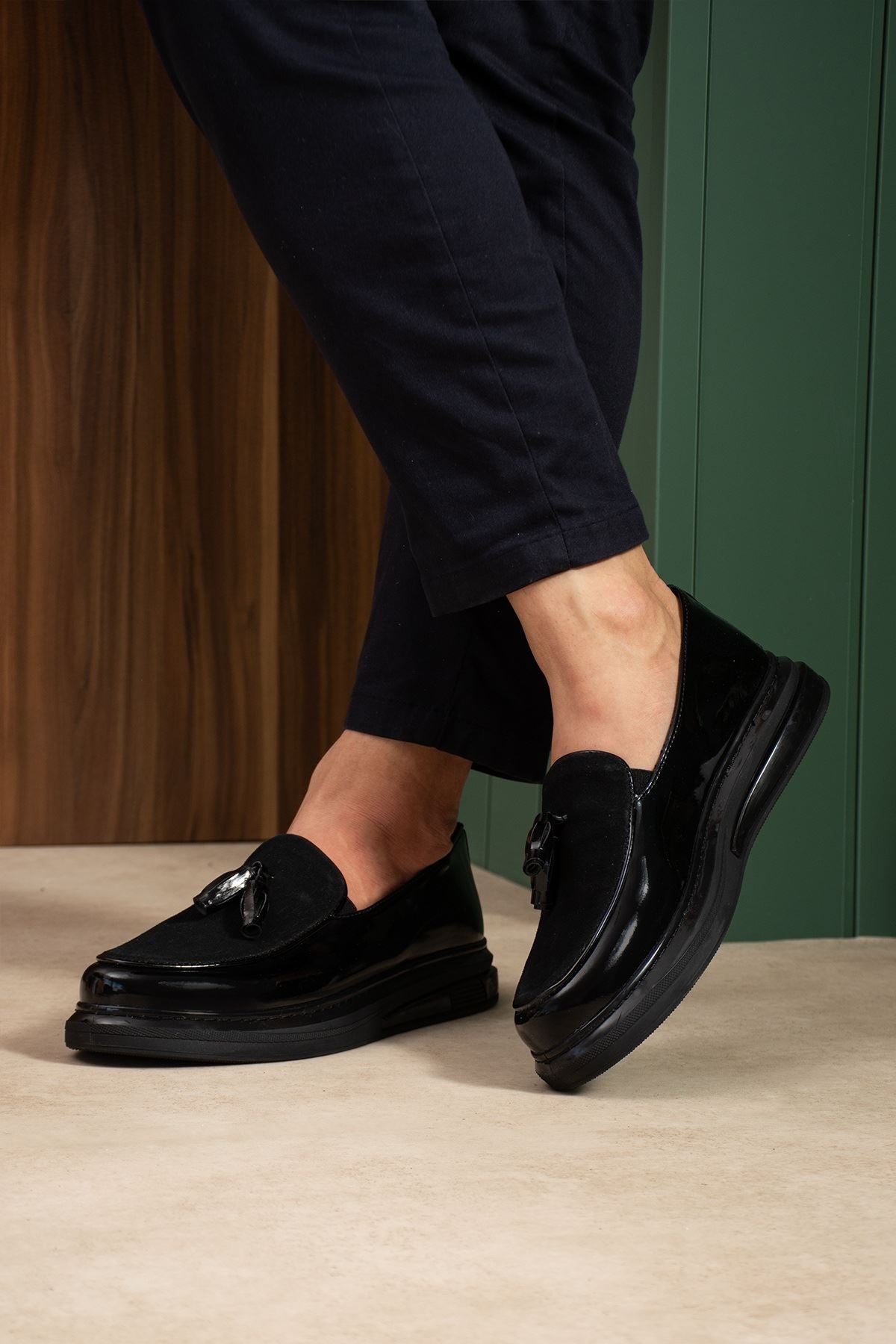 ZRC2502 Erkek Loafer Klasik Ayakkabı Siyah Rugan